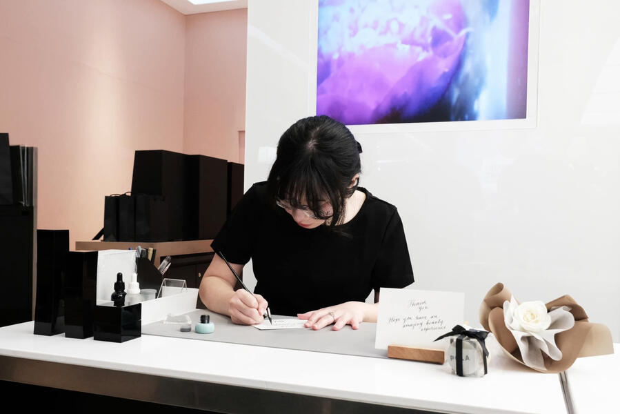 Live calligraphy service at POLA Central Chidlom Branch Opening, AUG 2024